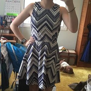 Blue and white dress